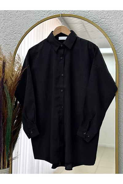 MİHRA STORE Verona Front Short Back Long Modal Shirt-Pe215 Black
