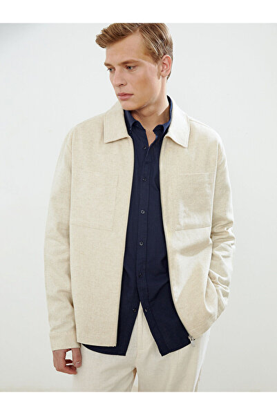 LC Waikiki Slim Fit Gömlek Yaka %100 Keten Erkek Mont