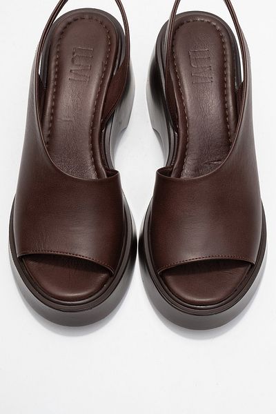 LuviShoes Roy Brown Skin Genuine Leather Women's Wedge Heeled Sandals