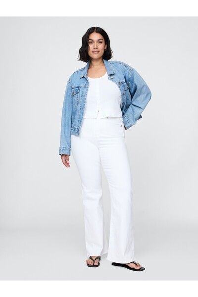 GAP Kadın Beyaz High Rise '70s Flare Jean Pantolon