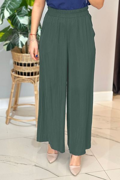 Ceremony Pantaloni largi cu talie elastică Memory Cupra 5356 Turmaline Green
