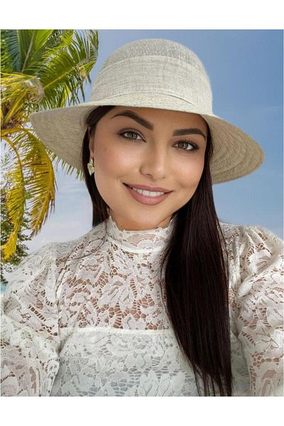 Confortino Luxury linen sun hat with bow - ONE SIZE, ADJUSTABLE