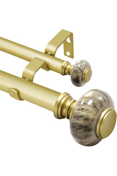 OEM Galerie dubla pentru perdele si draperii, ajustabila 122-213 cm, capete decorative tip marmura