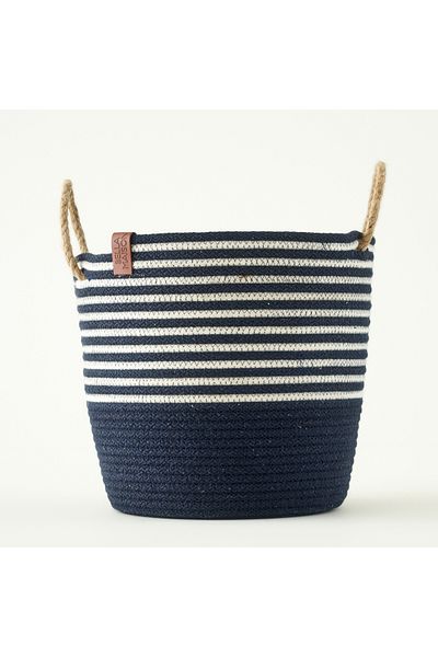 Bella Maison Καλάθι με άχυρο Valesa από 100% βαμβάκι Navy Blue (21x21x23 cm)