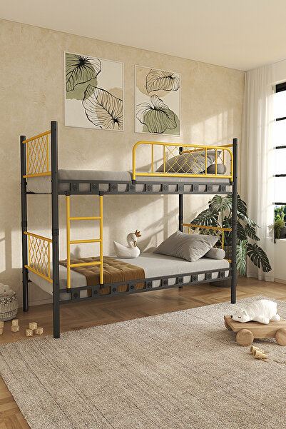 AKSviva Metis Genç Çocuk Yatak Odası Metal Ranza Ve Karyola 90x200