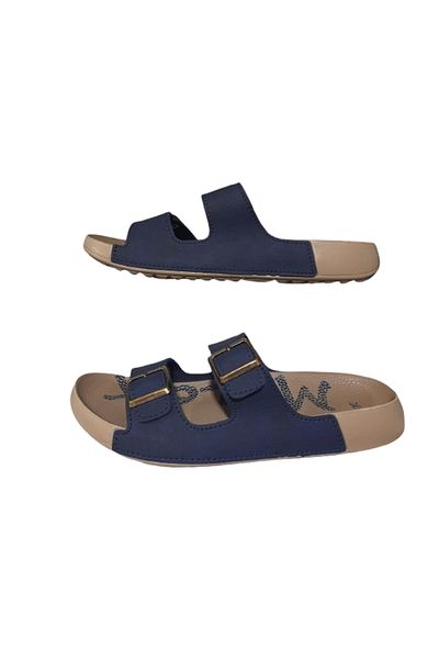 MULEX Flat Heeled Double Strap Buckle Casual and Comfortable Women's Slippers