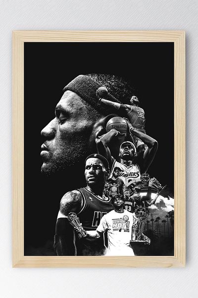 Saturn Lebron James Framed Painting - Basketball Nba Poster Painting