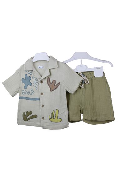 Bebezade Linen Shirt Shorts Set Baby Set