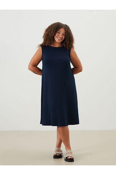 LC Waikiki Grace Black Crew Neck A-Line Women's Dress