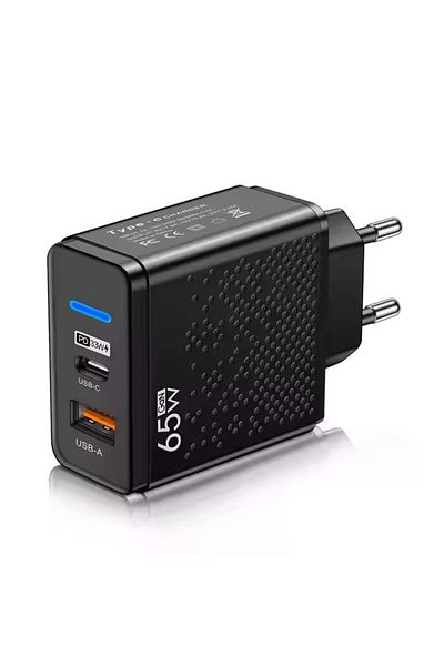 BM Universal Compact GaN 65W Fast Charger with Dual USB Ports - Universal