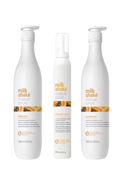 Milkshake Moisture & More dry hair package - Shampoo 1000 ml, Conditioner 1000 ml, Mousse 200 ml
