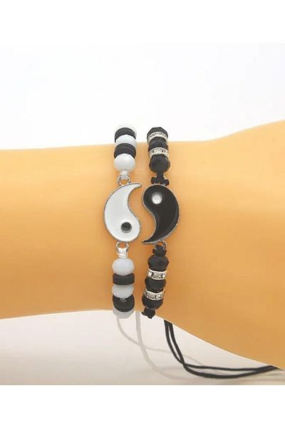 VOLY Set of 2 couple bracelets with yin yang pendant