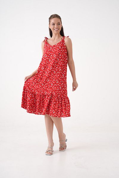 MAMAYAGA Women's Sleeveless Patterned Skirt Pleated Plus Size Curve Summer Suspender Dress