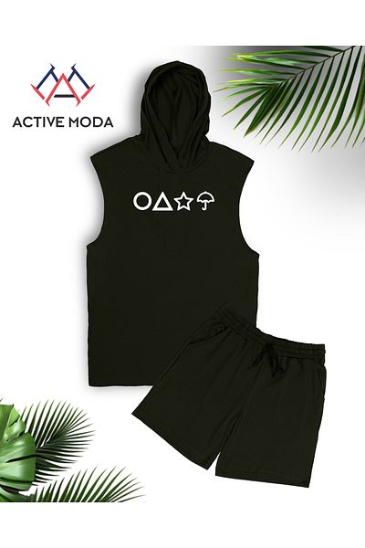 ACTIVE MODA Set de 2 pantaloni scurți pentru gimnastică pentru bărbați imprimați GAME OVER