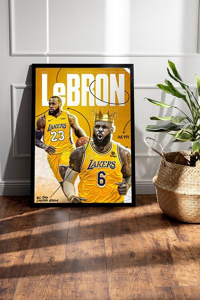 Saturn Pictură înrămată de LeBron James - Pictură poster NBA de baschet