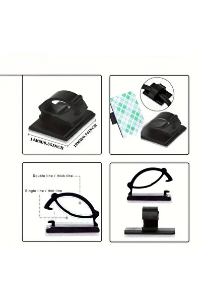 chasten emporium Yapışkanlı Kablolama Klipsi / Kablo Toplama Aparatı (5’li)