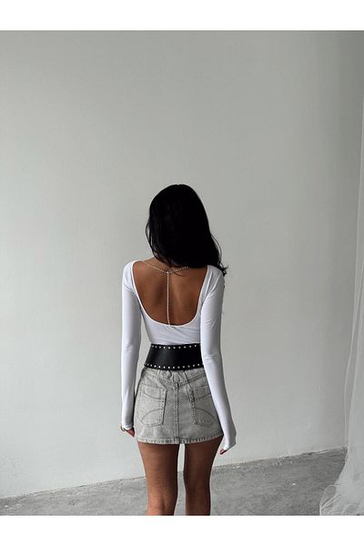 mydukkan.co Mia Diamond Detail Bodysuit White