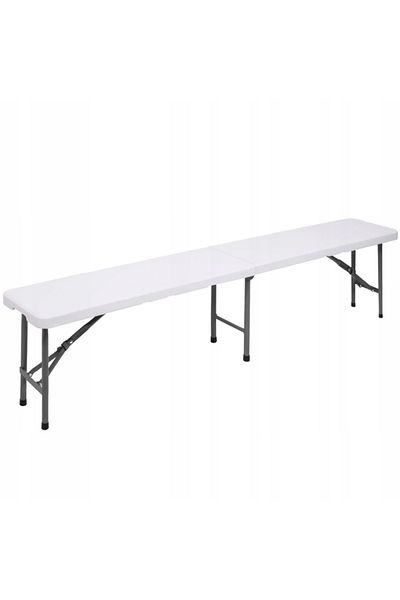 SERSIMO Banca pliabila, cu maner, HDPE si cadru metalic, 180x30x43 cm, alb/gri