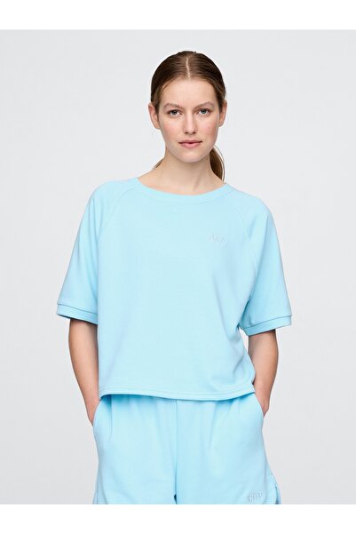 GAP Kadın Açık Mavi Relaxed Logo Terry T-Shirt