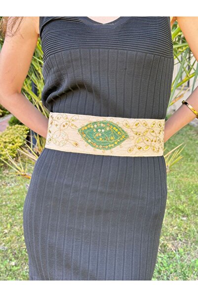 Gönülden Tasarım ДАМСКИ ИНДИЙСКИ КОЛАН С БРОДЕРИЯ НА ПАЙЕТИ 92X8 СМ