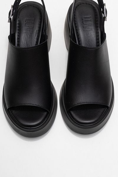 LuviShoes POWER Sandale cu toc pentru femei din piele naturală din piele neagră