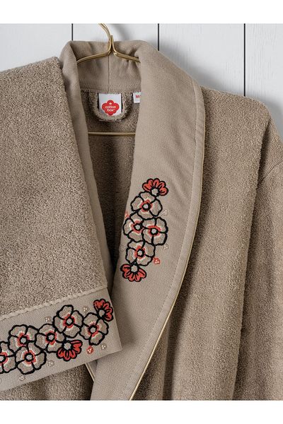 Cotton Box Σετ οικογενειακής ρόμπας Folkart Yamka Beige Anthracite