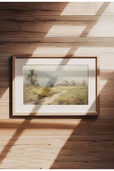 21mxm Imprimări digitale cu peisaje rustice pe pânză, artă cu viață la țară și natură, poster de perete fără ramă