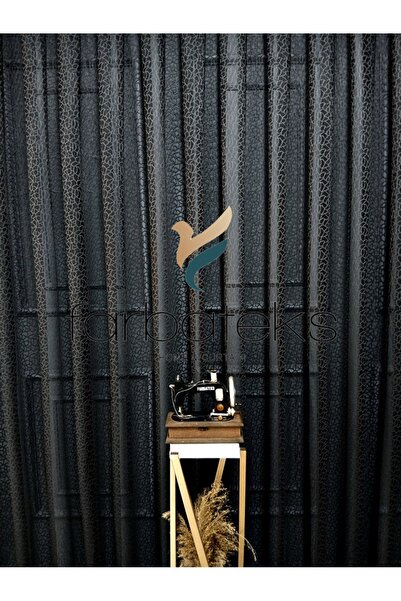 farbateks Gray Smoked Anthracite Leopard Pattern Pattern Modern 3 Layer Pleated Tulle Curtain