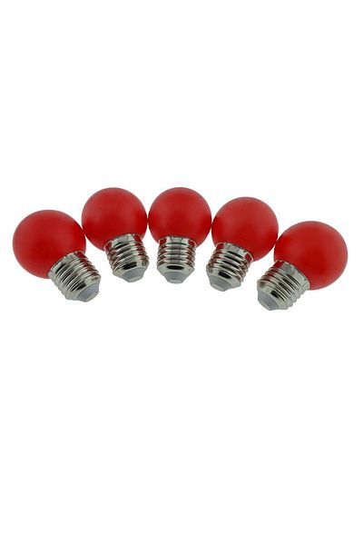 Forever Set de 5 becuri LED, E27 G45, Forever Light 86283, 2W, unghi larg 360°, culoare roșie