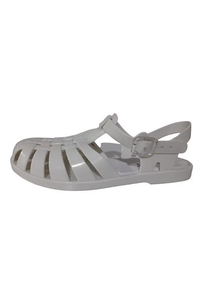 Cassy Gabi Plastic Transparent Buckle White Women's Sandals