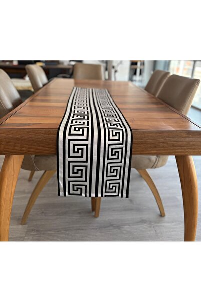 KIRLENTİM 3-Piece-Silver Foil Printed Labyrinth Pattern-Pillow Case and Runner