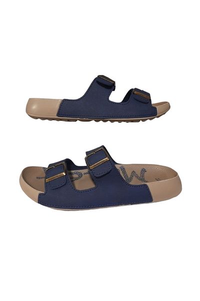 MULEX Flat Heeled Double Strap Buckle Casual and Comfortable Women's Slippers