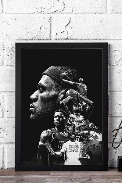 Saturn Lebron James Framed Painting - Basketball Nba Poster Painting