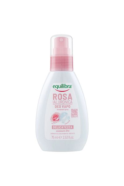 Equilibra Rosa Hyaluronic, Deo Vapo, Deodorant Spray with Damask Rose, 75 ml, Equilibra