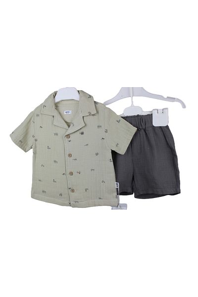 minizeykids Linen Shirt Shorts Set Baby Boy Linen Set