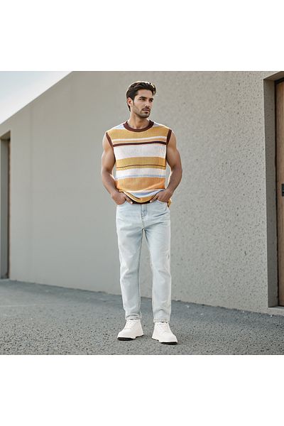 Iconic Iconic Striped Sleeveless Pullover