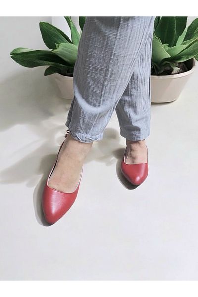 GokceKundura06 Women's Real Leather Back Open Tassel Design Home, Office Ballet Flats