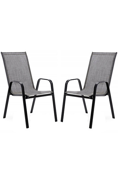 SERSIMO Комплект от 2 градински стола с метална рамка, подреждащи се, 55x72x9...