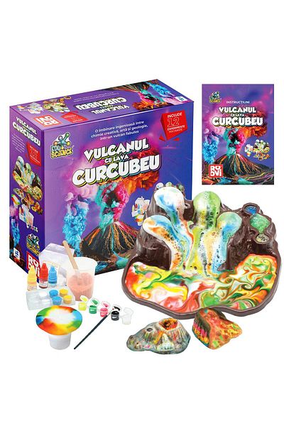 D-Toys Joc Vulcanul cu Lava Curcubeu – Joc educativ, 12 experimente nemaipomenite