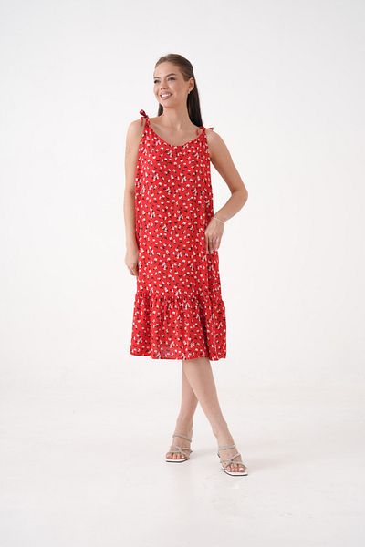 MAMAYAGA Women's Sleeveless Patterned Skirt Pleated Plus Size Curve Summer Suspender Dress