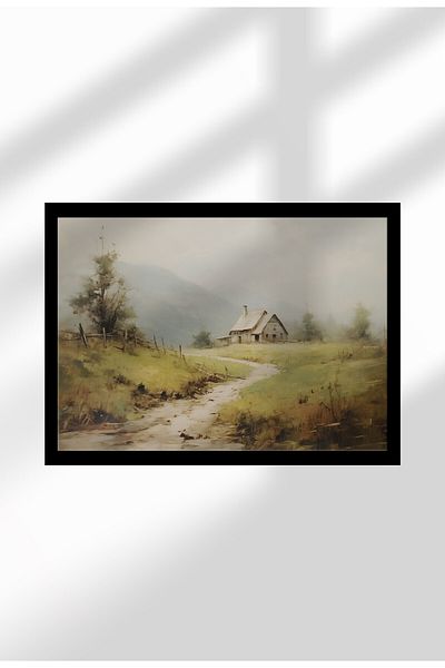 21mxm Imprimări digitale cu peisaje rustice pe pânză, artă cu viață la țară și natură, poster de perete fără ramă