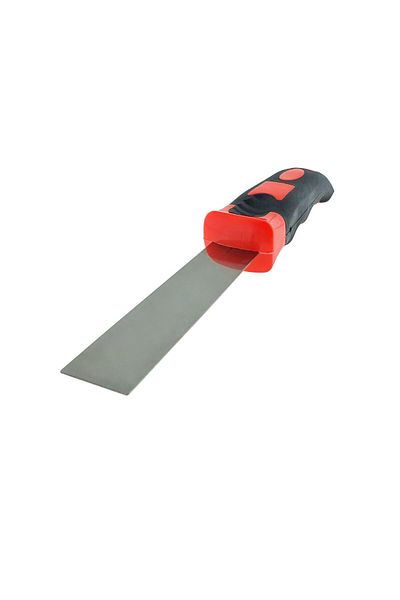 OEM Stainless steel spatula with plastic handle, dimensions 225 x 38 x 27 mm, black with red