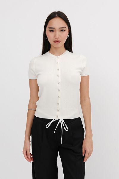 Addax Button Short Sleeve Cardigan H10314