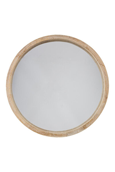 Atmosphera مرآة حائط دائرية بإطار خشبي أنيق من أولاف، 50 سم