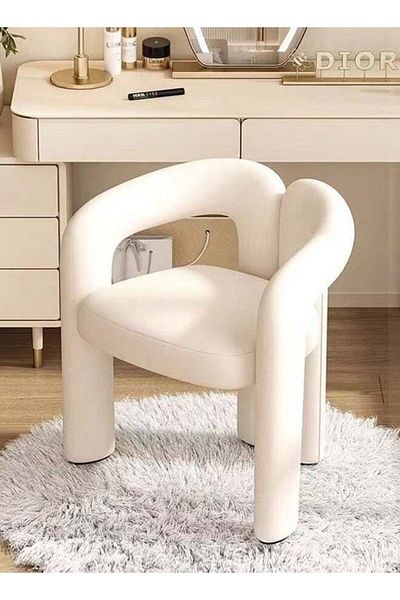 Raffine Modern Minimalist Design Single Sofa Comfy Fluffy Vanity Chair Elegant Furry Makeup Desk Chairs for