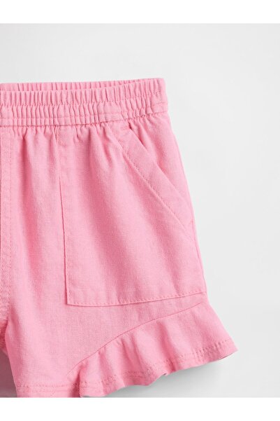 GAP Kız Bebek Açık Pembe BabyGap Chambray Volanlı Pull-On Şortlar
