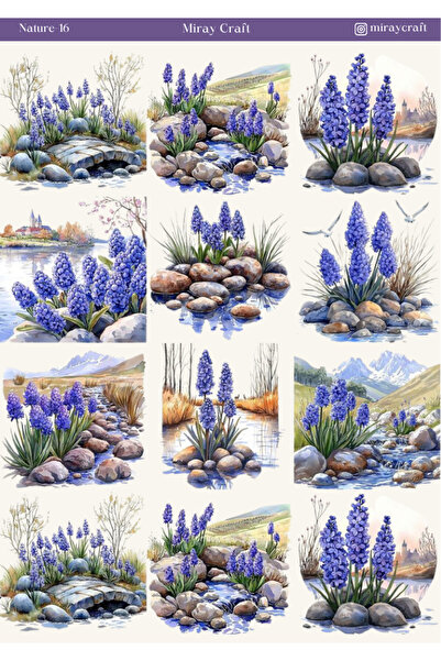 MirayDesign 1 autocolant tematic natură (12x17 cm) pentru Bullet Journal, alb...