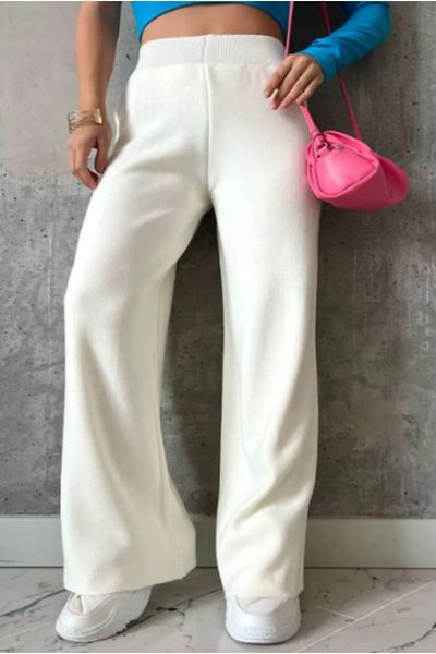 STF MODA Women's Cream Bolly Tricot Pants