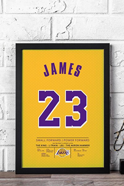 Saturn LeBron James Forma Çerçeveli Tablo - NBA Los Angeles Lakers Jersey