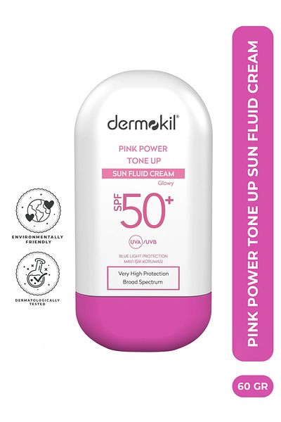 Dermokil Pink Tone-Up Fluid Sun Cream Spf 50 Pink Tone Equalizing Fluid Sunscreen